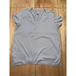 90 Degree By Reflex Women's Gray V Neck Short Sleeve Activewear T Shirt Size L